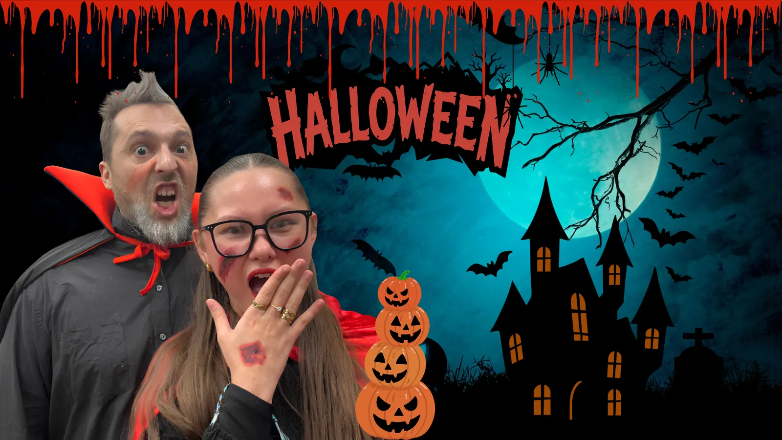 Arno et Océane, de l’équipe Lord of the Games, déguisés pour Halloween